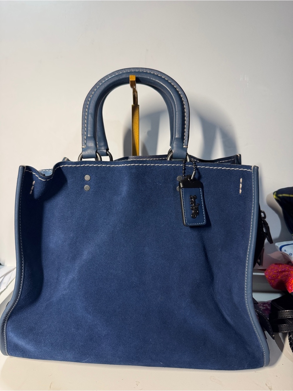 Coach Rogue 30 1941 Navy Blue Suede Satchel with Leather Trim - Picture 6 of 16